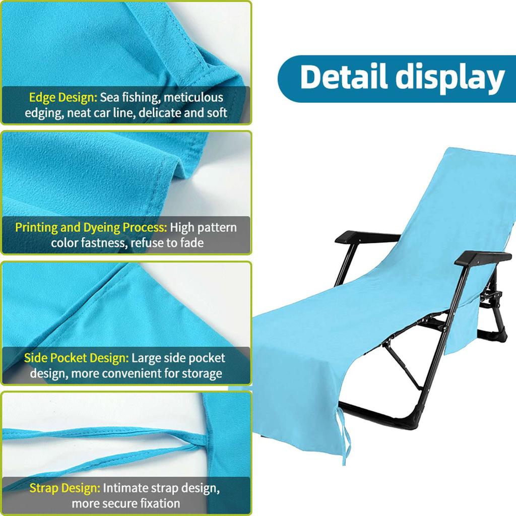 Чехол для шезлонга, пляжный чехол для шезлонга, ультратонкое волокно с карманами, очень длинные пляжные полотенца Salo