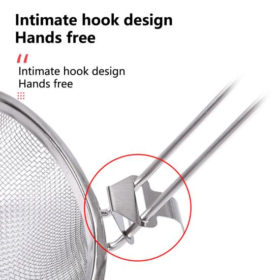 Ложка-дуршлаг Быстро сливает Не деформируется Конструкция с крючком Скиммер Не опрокидывается Нержавеющая сталь