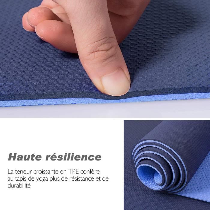 Tapis de Yoga - Non spécifié - 183x61x0.6 cm - Bleu - TPE recyclable - Antidérapant