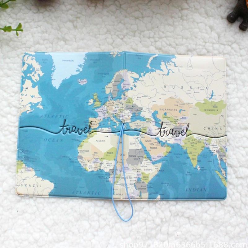 Забавная карта мира, обложка для паспорта, сумка-кошелек, держатель для идентификационного адреса, портативный чехол-кошелек из искусственной кожи, дорожные аксессуары