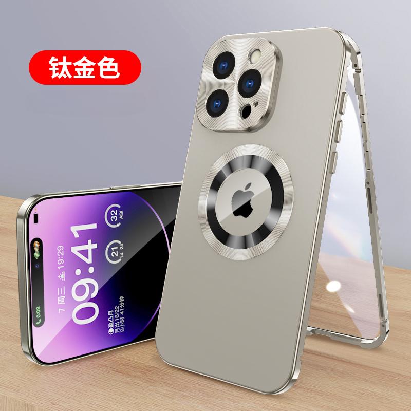 Для iPhone16 15 14 Plus 13 12Pro Max полностью алюминиевый металлический магнитный чехол двухсторонняя защита противоударный чехол протектор экрана