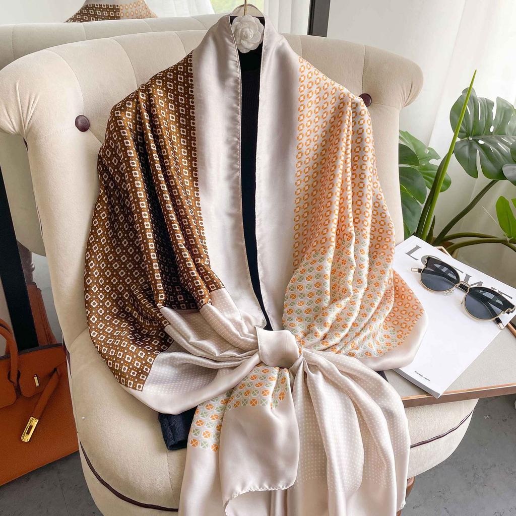 Женский длинный шарф из искусственного шелка на весну и лето для профессионального украшения комнаты с кондиционером в сочетании с напечатанным шарфом-шалью в стиле ниши