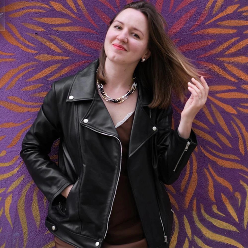 Maplesteed OVERSIZE женская кожаная куртка свободная 100% мягкая овчина женское пальто из натуральной кожи весна осень плюс размер M486