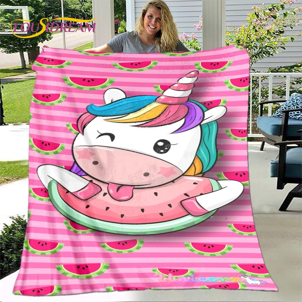 Cartoon Cute Unicorn Blanket,Flannel Blanket Throw Blanket,Children's Warm Blanket for Living Room Bedroom Beds Sofa Travel Gift