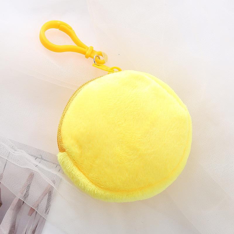 Soft Plush Round Coin Bags Purse Small Coin Money Pouch Wallet Portable Keyring Keychain Earphone Storage Clutch Bags Organizer
