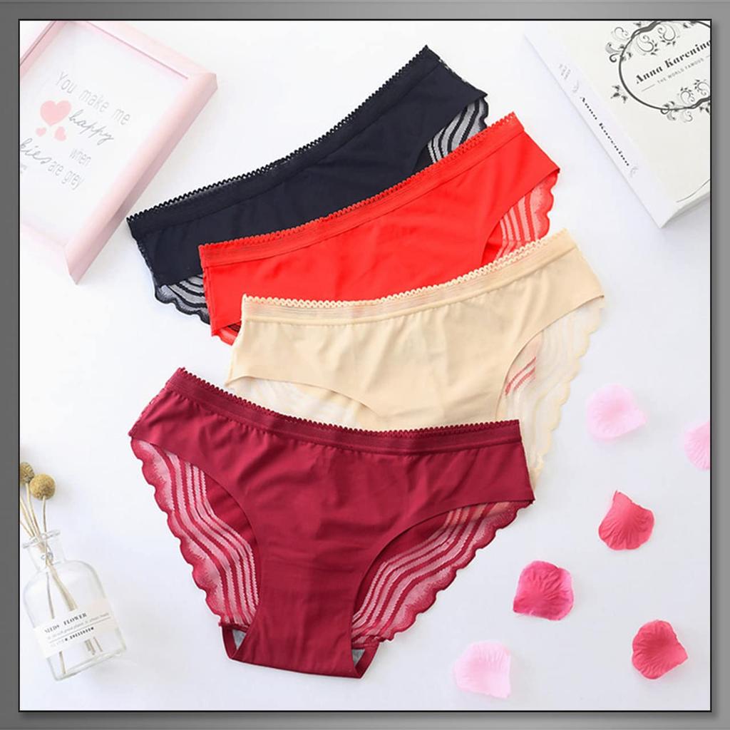 BUZZxSELECTION Seamless Lace Sexy TV142 Women's Panties, Underwear, (Navy)