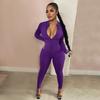 Women Sexy Bodysuit Long Sleeve Fall Wear Sexy Slim Skinny Clubwear Solid Zipper Bodycon Bandage Jumpsuit Overalls High Street