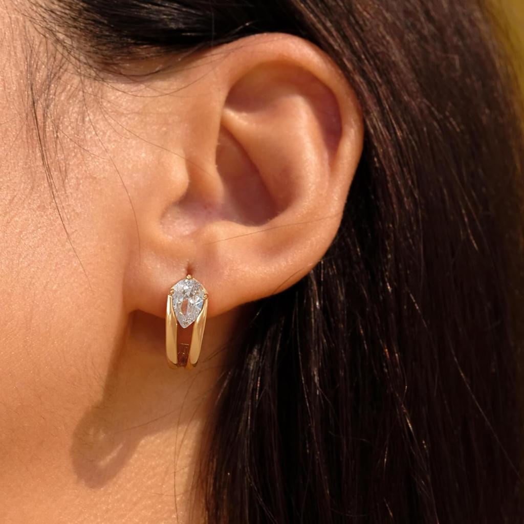 Cubic Zirconia Huggie Earrings 14k Gold Plated Tiny Earrings Small Huggie Hoop Earrings Simple Lightweight Hoops Gift for Women