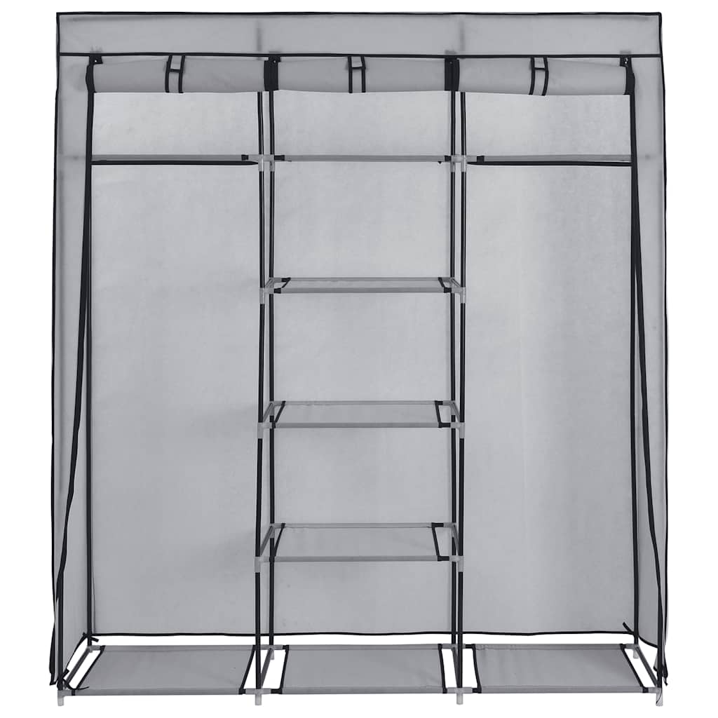 Wardrobe with Compartments and Hanging Rods Gray 150 x 45 x 175 cm Fabric