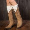 Women Winter Leg Warmers Knit Boot Socks Toppers Cuffs Button Crochet