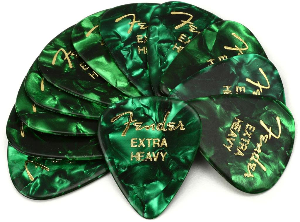 Fender Fender Pick 351 Shape Premium Extra Green 12 Count Picks, Heavy, Moto,
