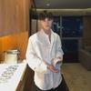 Niche Design Men's Long-Sleeve Loose Fit Korean-Style Casual White Shirt for Spring and Autumn.