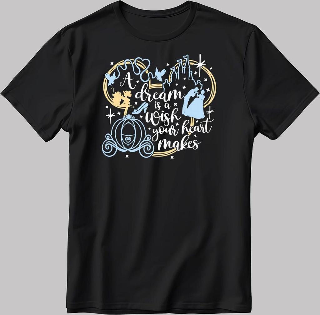 A Dream Is A Wish Your Heart Makes , Short Sleeve White-Black Men's / Women's T-Shirt DE594