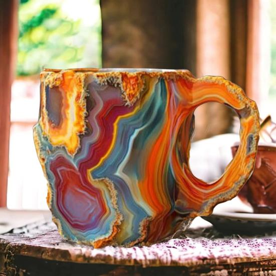 Кружка из искусственной минеральной хрустальной смолы на 11 унций с удобной ручкой, термостойкая, большой емкости, пищевая, многофункциональная, цветная, для чая, молока, кофе, воды