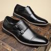 Large size men's business casual leather shoes dress buckle shoes British style fashion trend pointed versatile men's shoes