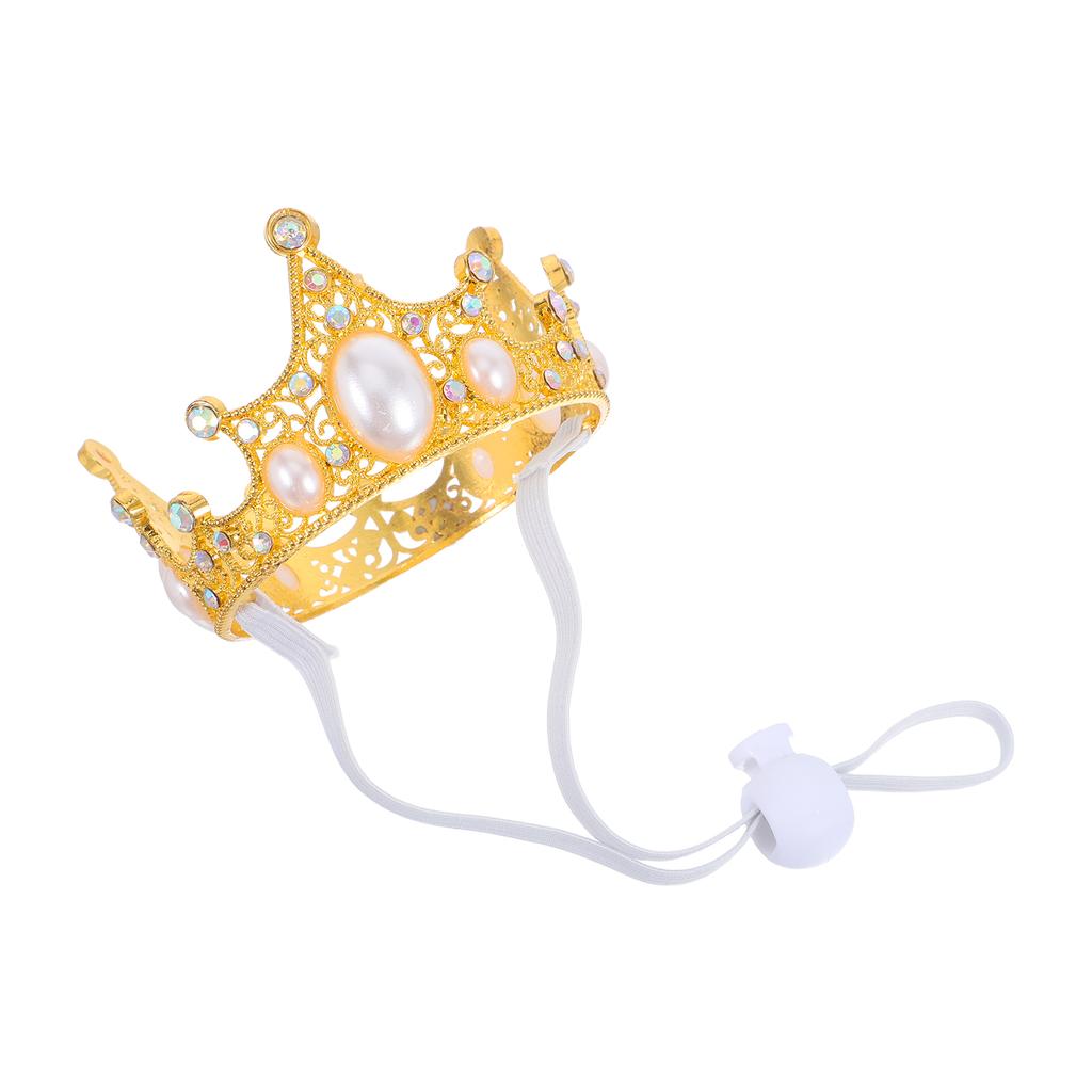 Pet Birthday Party Crown Alloy Crown Headdress Shiny Crown Pet Hat Birthday Party Pet Costume Decoration With Adjustable Strap