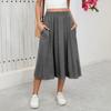 Женская юбка миди с эластичной резинкой и высокой талией, с широким подолом, длиной до середины икры, однотонная юбка в стиле «коммутатор»