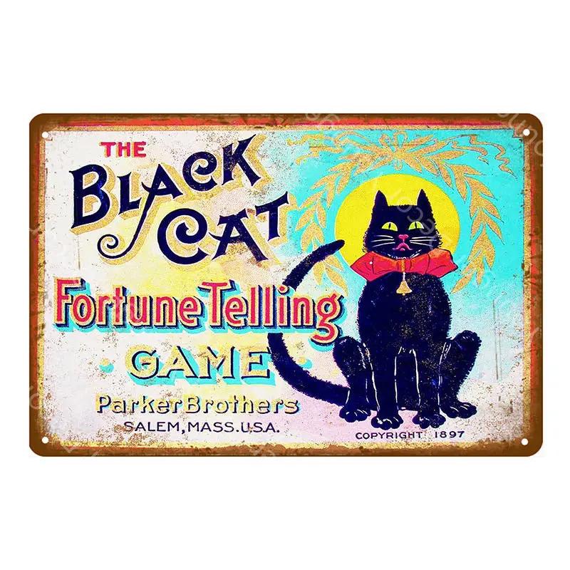 Предупреждение: Остерегайтесь черной кошки, знаки домашних животных, металлический плакат с изображением животных, винтажная тарелка для настенного искусства, ретро, ​​декор для дома, комнаты, 30X20 см, YJ139