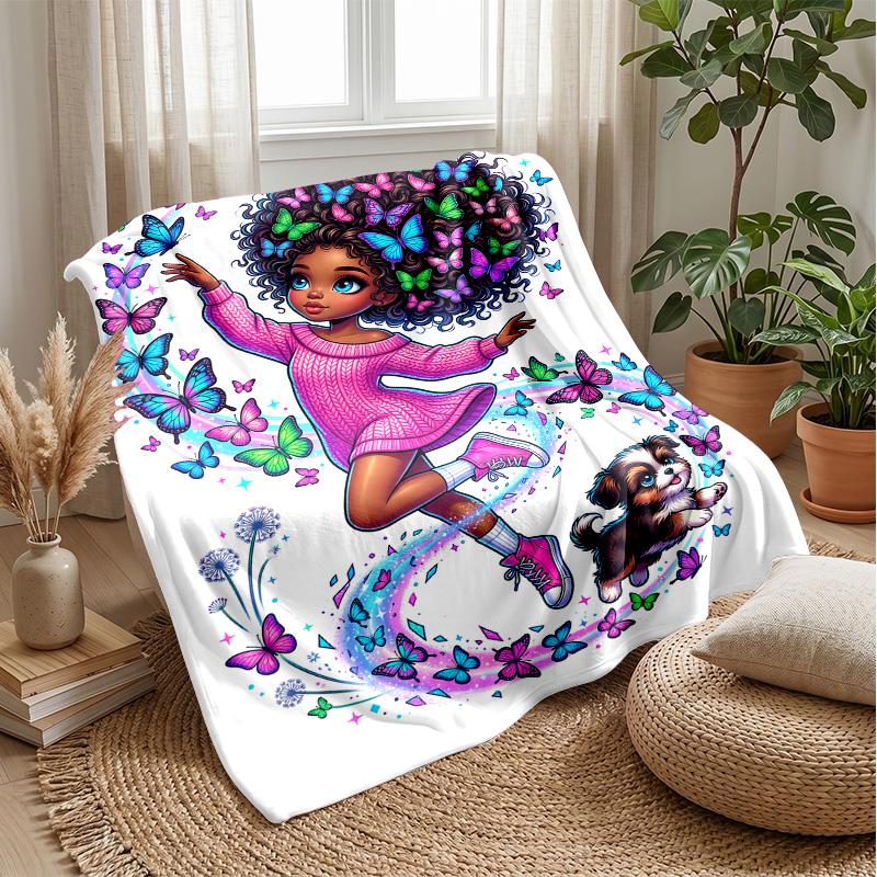Butterfly Dance Fantasy blanket Personalized Name Flannel Blanket Soft Cozy Plush Throw for Sofa Bed Lightweight Home Decor