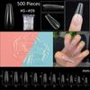 500PCS Natural Transparent Ballerina Almond  Round End Full/Half Ballet Coffin French False Nail Tips Fake Toenail Tip Manicure