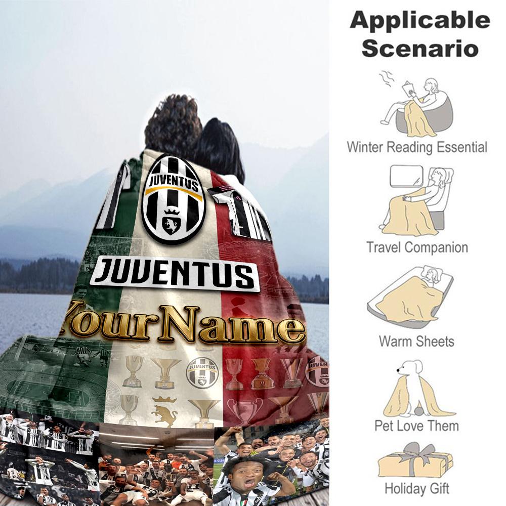 Juventus Personalized Text Blanket Cozy Customizable Blanket Ultra-Soft Great for Living Room Chair Office Seaside Ideal for All Seasons