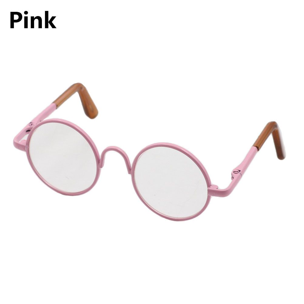 Fashion Suit For 12/18 Inch Small Eyeglass Colorful Miniature Eyewear Metal Frame Dolls Glasses Round-Shaped Clear Lens