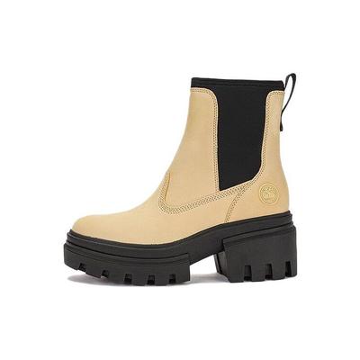 Удобные высокие ботинки челси с круглым носком женские ботинки светло-желтые A61QM