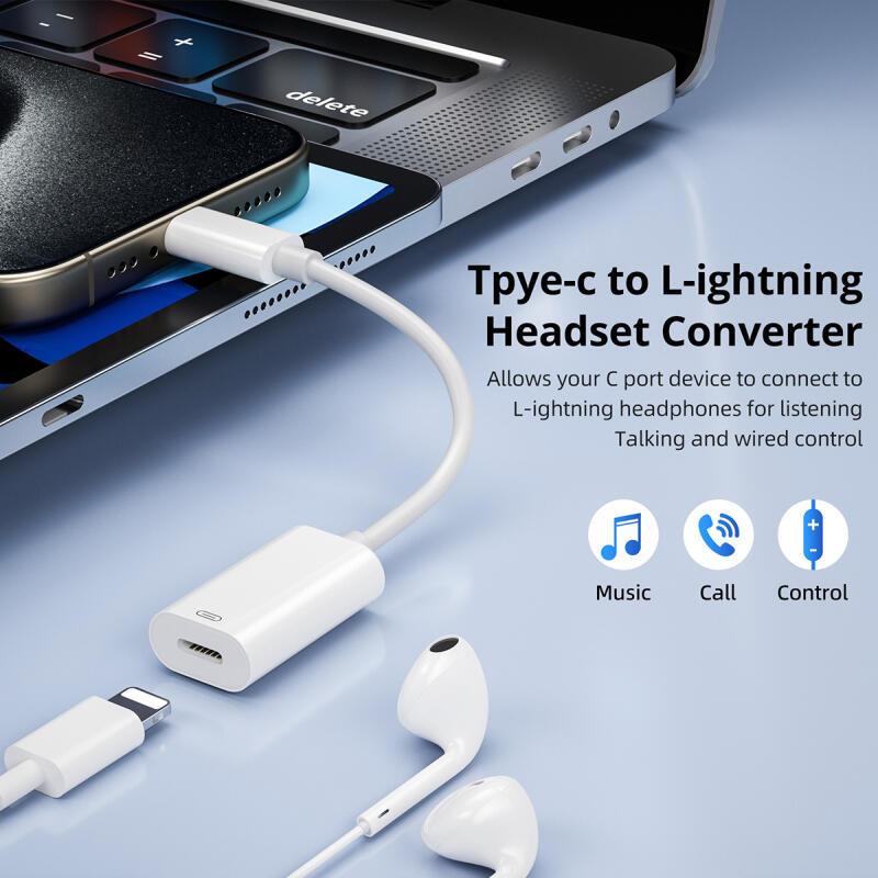 HdoorLink Многофункциональный аудиоадаптер USB C to Lightning, кабель для зарядки, конвертер гарнитуры, шнур для передачи данных для Samsung iPhone 15 iPad Pro