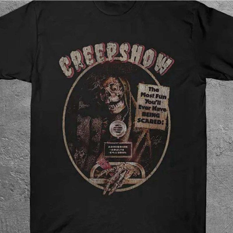 Мужская футболка в стиле ретро «Фильм ужасов 1982 года» - Свободный крой Ретро «Самый болезненный укус в истории!Футболка с дизайном черепа зомби