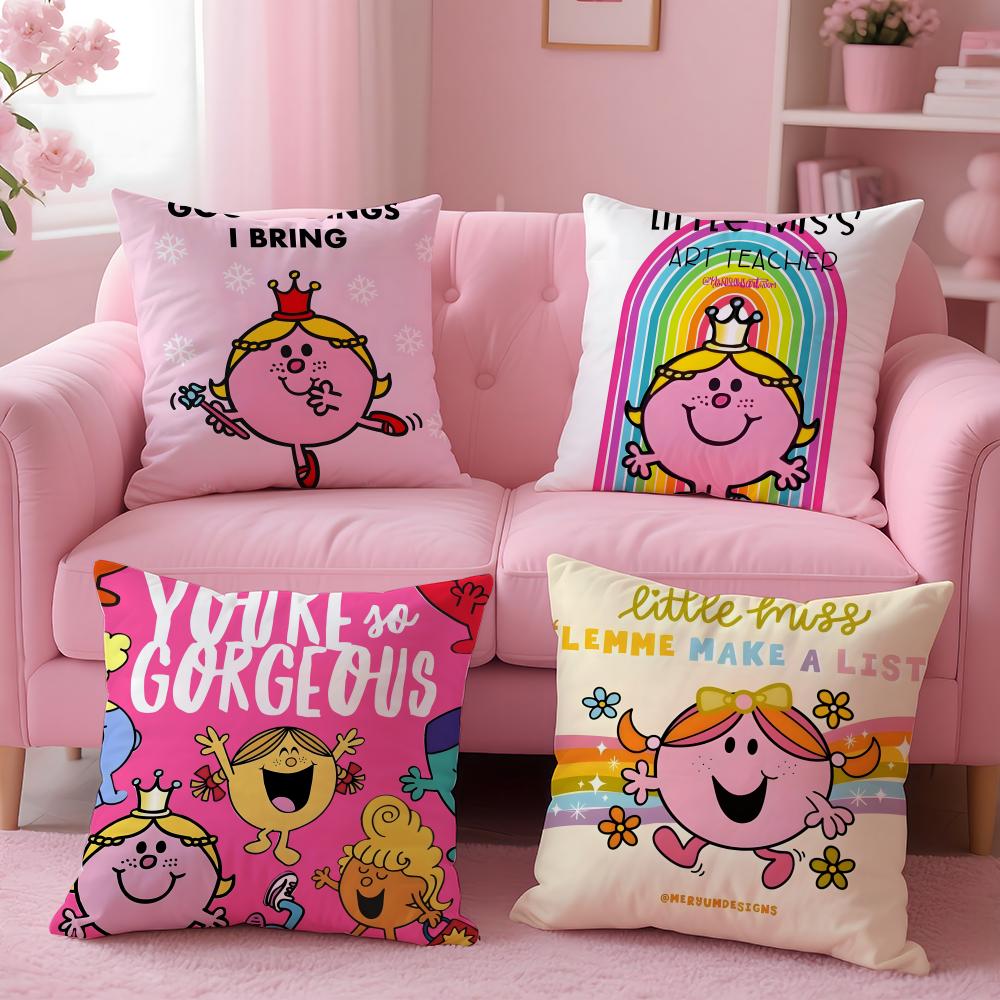 Cartoon Mr. Men And Little Miss Cushion Cover Cushion Cover Set 4Pcs 50X50 45X45 40X40 Pillowcase Decorative Sofa Home Decor
