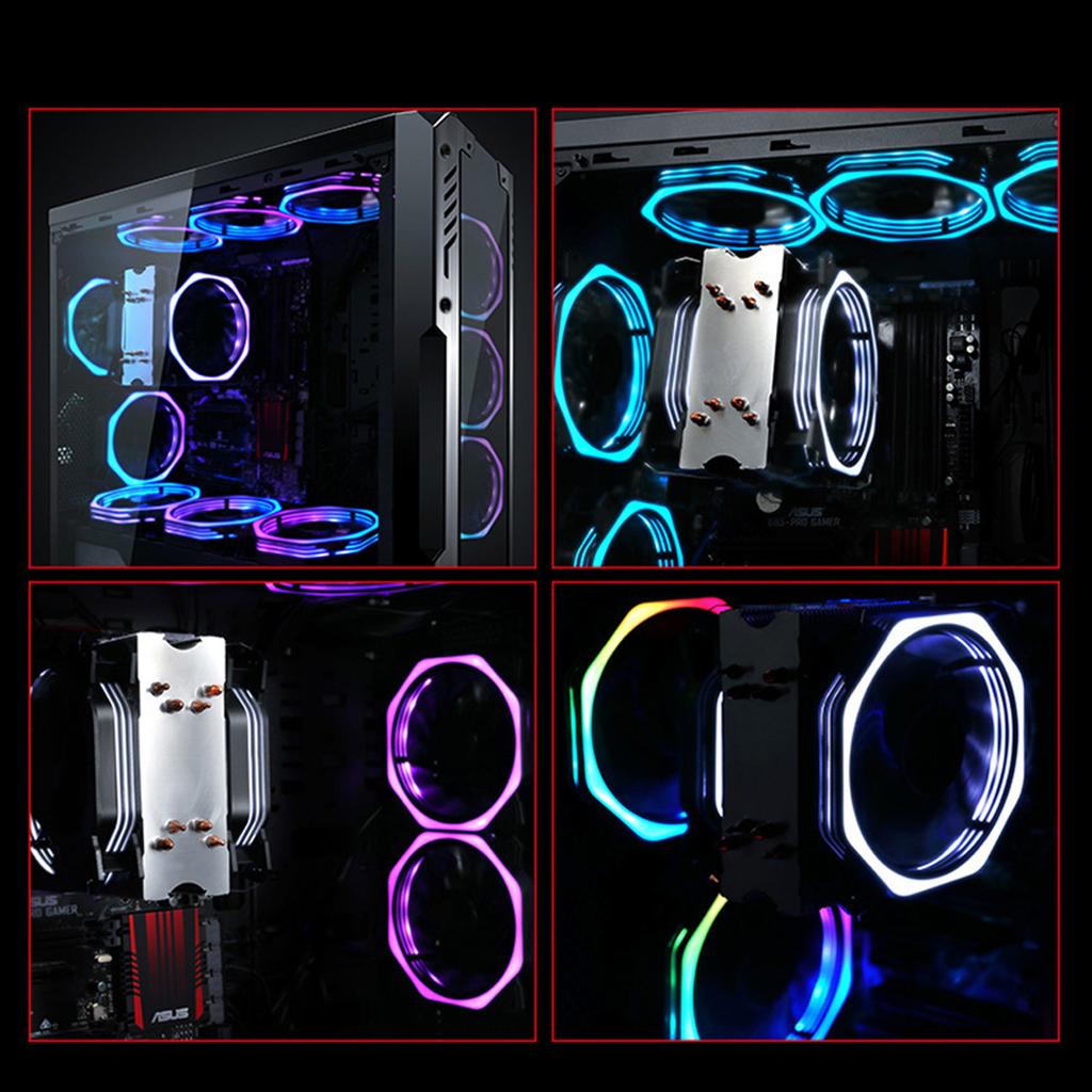 Вентилятор охлаждения ЦП Двухрядная тепловая трубка 3-контактный интерфейс Компьютерные аксессуары(синий свет)