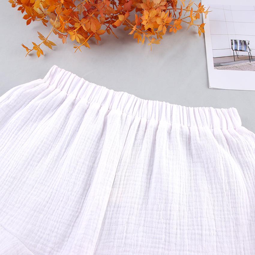 Осенний женский пижамный комплект с оборками, длинными рукавами, халатом из жатого хлопка и шортами