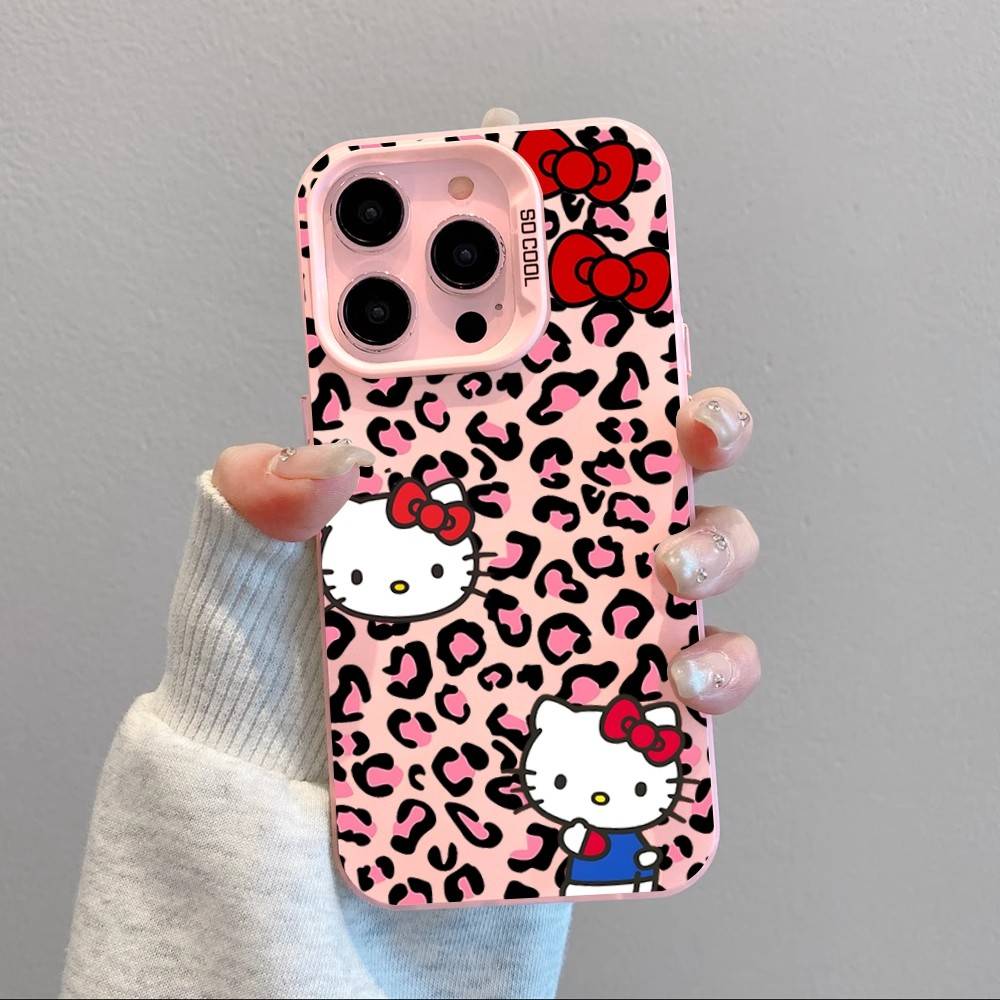 Чехол для телефона Hello Kitty с леопардовым принтом для iPhone 17 16 15 11 12 13 14 Pro Max 16 Plus 12 Mini 7 8 XR XS 15Pro MAX