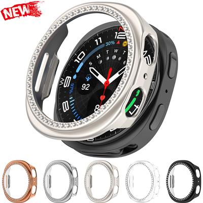 Блестящий полый защитный чехол для ПК для Samsung Galaxy Watch 8 40 44 мм Жесткий бампер Алмазная крышка Защитная оболочка для Galaxy Watch 8
