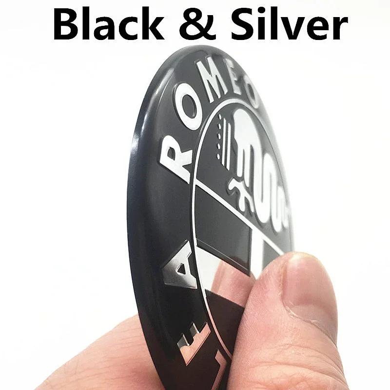 2pcs 74mm 3D Metal Sticker Car Styling Accessories For Alfa Romeo Auto Hood Front Grille Rear Trunk Middle Emblem Badge Logo