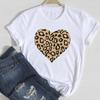 T-Shirts Women Leopard Love Heart Valentine Clothing 2025 Spring Summer Clothes Stylish Tshirt Top Lady Print Girl Tee T-Shirt