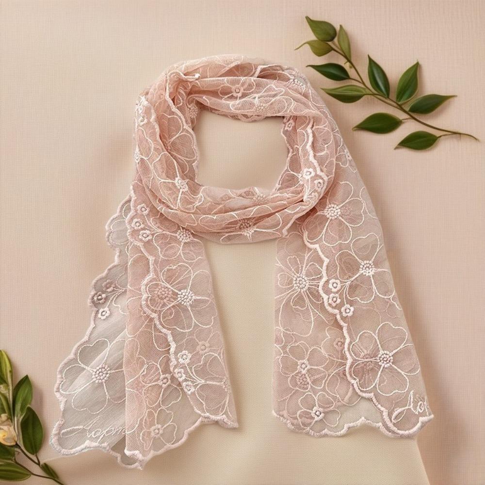 Retro Summer Sunscreen Shawl Korean Version Silk Headband Literary Women's Lace Scarf
