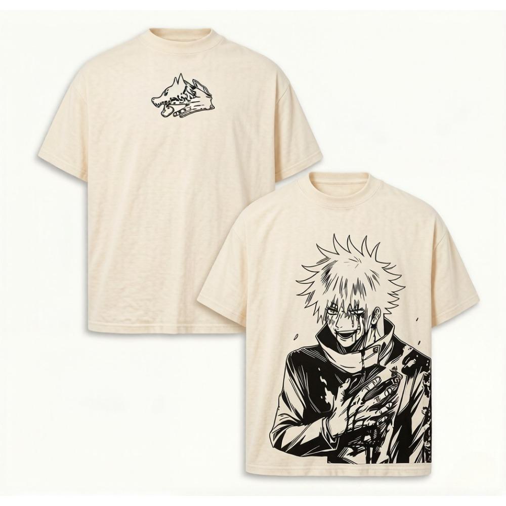 Фушигуро Мегуми Аниме Футболка Jujutsu Kaisen Y2k Хлопковая Футболка Для Мужской Одежды Повседневные Футболки с Коротким Рукавом Топы