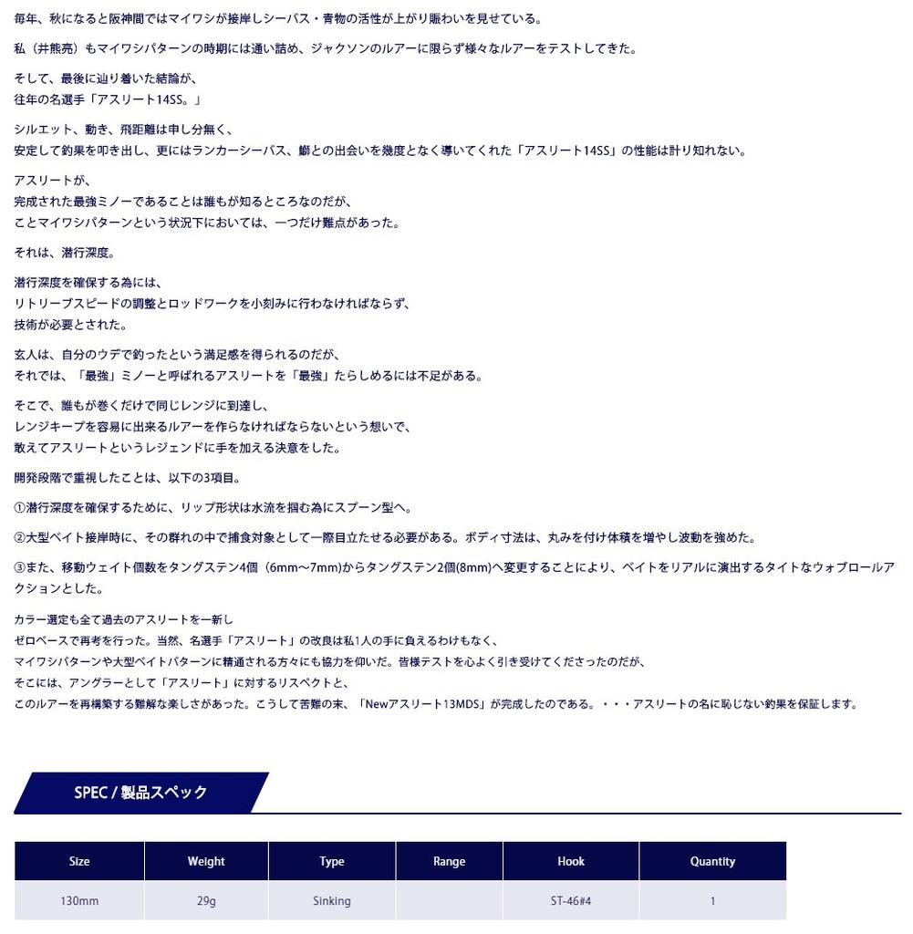 Jackson Minnow Athlete 13MDS 130mm 29g Lemon Candy RLC Lure