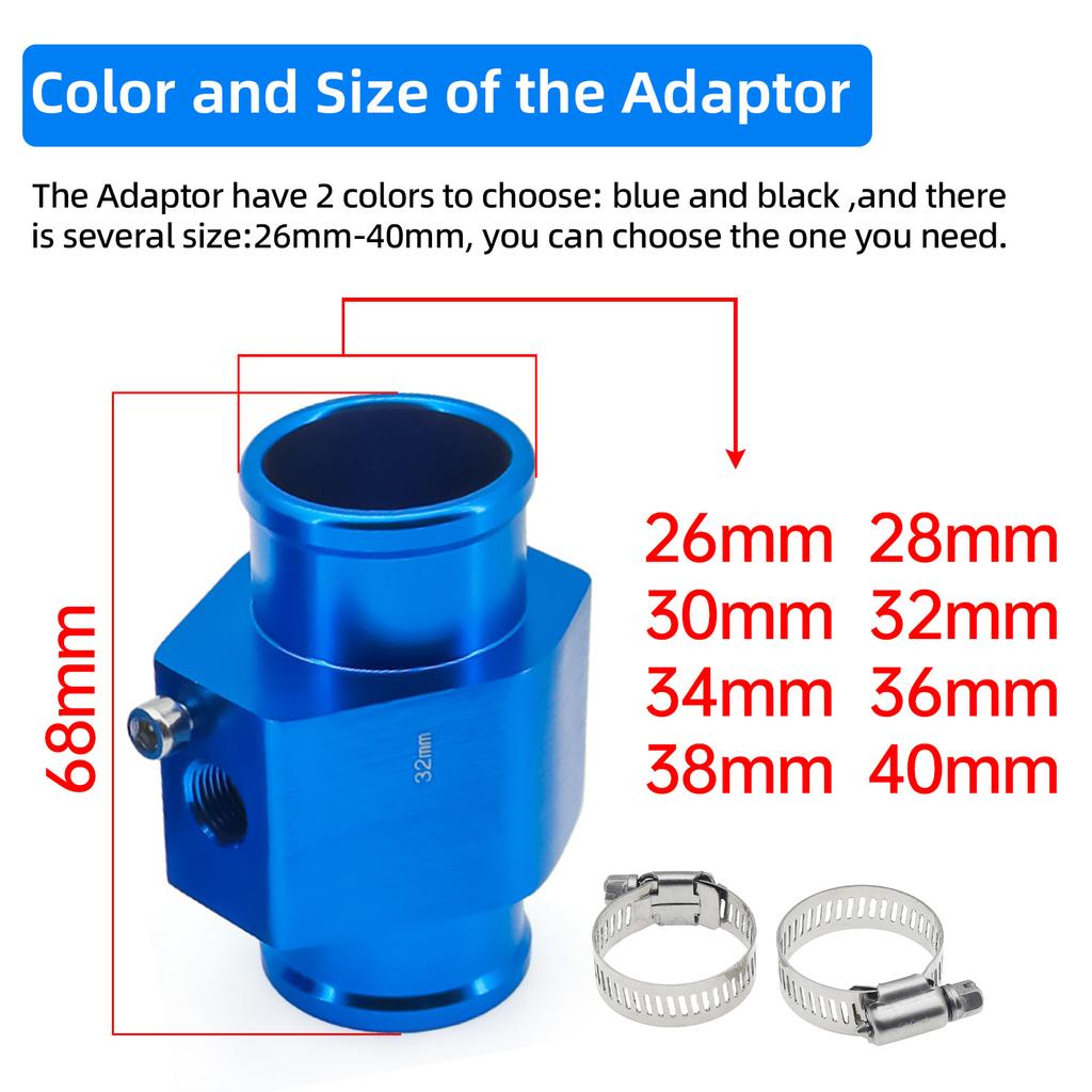 Digital 2 In 1 Water Temperature Meter Voltmeter Car LCD Water Temp Gauge Voltage Meter With 26~40mm Adapter (Option) 12V 24V