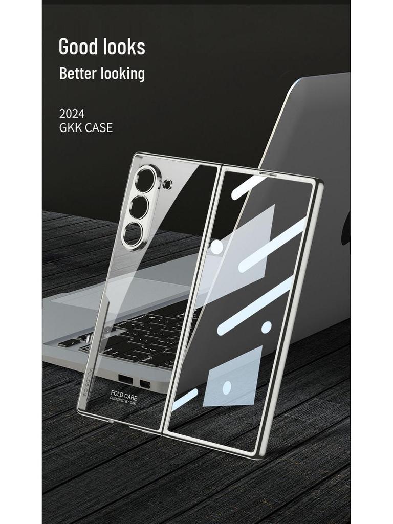 Samsung Z Fold6/7 Transparent Minimalist Case: Integrated Film & Protective Shell