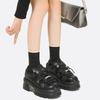Niche Thick Bottom Shoes Women's Fall and Winter Metal Punk Style Spicy Girl Sweet Cool Muffin Shoes Small People Heightening Single Shoes