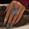 Retro Angel Wings Large Ring For Women Unisex Vintage Open Ring Punk Gothic Rock Hiphop Accessories Designer Zircon Lovers Gift