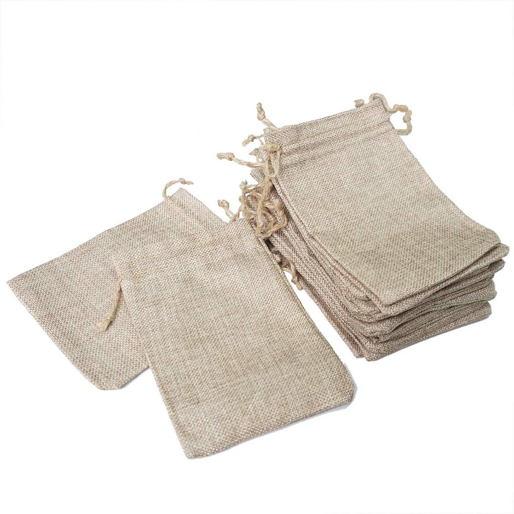 Набор из 20 джутовых льняных мешочков с завязкой размером 13 см x подарочная упаковка подарочный аксессуар для хранения простые мешочки, веревка, 18 см, сумка, сумка, сумка, чехол, мешочек,
