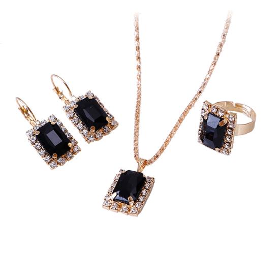 Модный комплект ювелирных изделий для женщин, банкет, свадьба, ожерелье, серьги, кольцо на палец