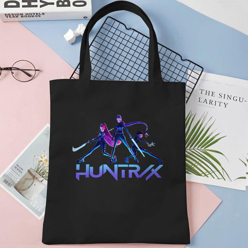 KPOP Охотники на демонов Девичья группа Принт Студенческая книга Наплечная холщовая сумка Сумка для покупок