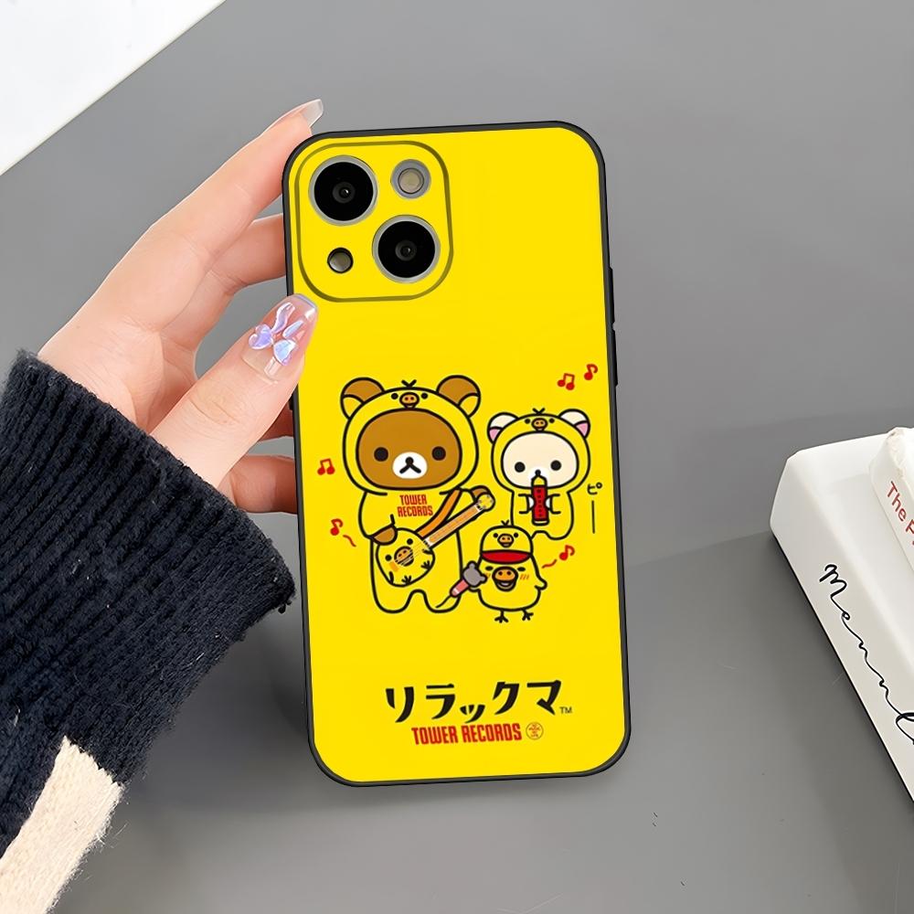 Милый чехол-медвежонок Рилаккума для iPhone 16 Plus 15 14 Pro Max 13 Mini 11 12 Xr X Xs 6 7 8 SE Plus Задняя крышка