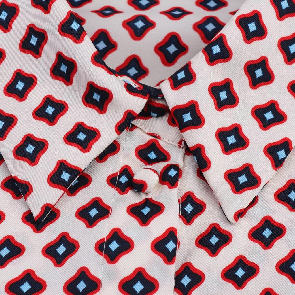 Весна 2025 Женский комплект с принтованной рубашкой и брюками прямого кроя 11305