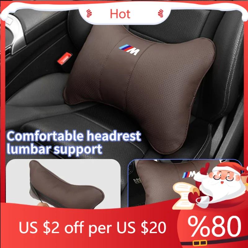 LRPOS1 New 2025 Leather Car Seat Headrest Memory Foam Comfort Neck Pillow Auto Interiors For BMW M X1 X3 X5 F30 F10 E90 F20 E46 E60 E70