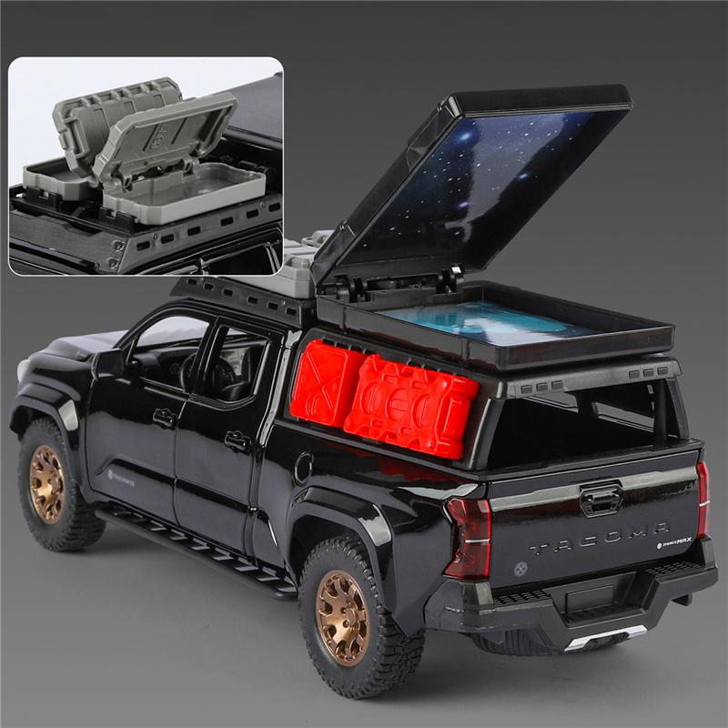 lqbn4 Travel Version 1/24 TOYOTA Tacoma Pickup Alloy Car Model Diecast Metal Off-Road Vehicles Car Model Sound and Light Kids Toy Gift